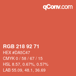 カラーコード: RGB 218 92 71 | qconv.com