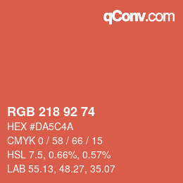 Color code: RGB 218 92 74 | qconv.com