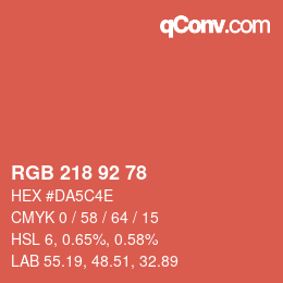 カラーコード: RGB 218 92 78 | qconv.com