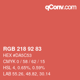 颜色代码: RGB 218 92 83 | qconv.com