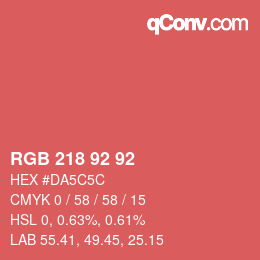 Color code: RGB 218 92 92 | qconv.com