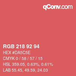 カラーコード: RGB 218 92 94 | qconv.com