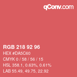 カラーコード: RGB 218 92 96 | qconv.com