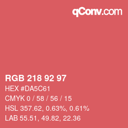 カラーコード: RGB 218 92 97 | qconv.com