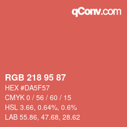 Color code: RGB 218 95 87 | qconv.com