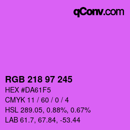 Farbcode: RGB 218 97 245 | qconv.com
