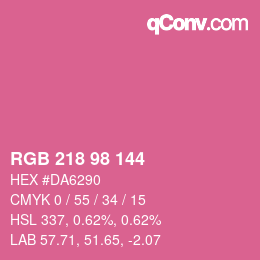 カラーコード: RGB 218 98 144 | qconv.com