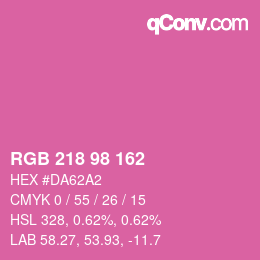 Color code: RGB 218 98 162 | qconv.com