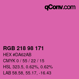 カラーコード: RGB 218 98 171 | qconv.com