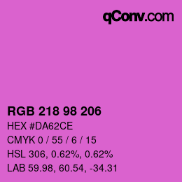 颜色代码: RGB 218 98 206 | qconv.com