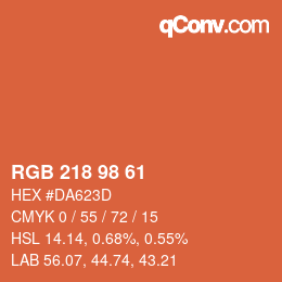 Farbcode: RGB 218 98 61 | qconv.com