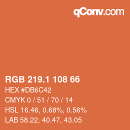 カラーコード: RGB 219.1 108 66 | qconv.com