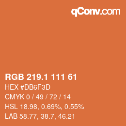 カラーコード: RGB 219.1 111 61 | qconv.com
