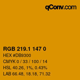 カラーコード: RGB 219.1 147 0 | qconv.com