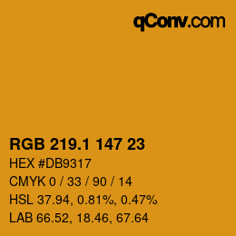 カラーコード: RGB 219.1 147 23 | qconv.com