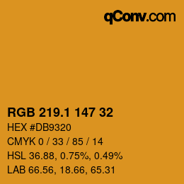 カラーコード: RGB 219.1 147 32 | qconv.com