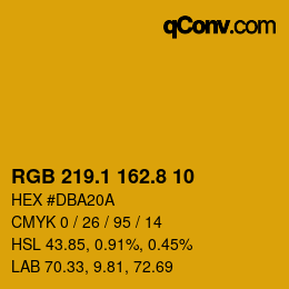 カラーコード: RGB 219.1 162.8 10 | qconv.com