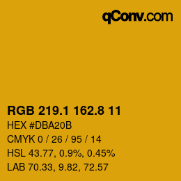 カラーコード: RGB 219.1 162.8 11 | qconv.com