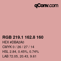 Color code: RGB 219.1 162.8 160 | qconv.com