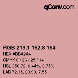 カラーコード: RGB 219.1 162.8 164 | qconv.com