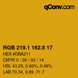 カラーコード: RGB 219.1 162.8 17 | qconv.com