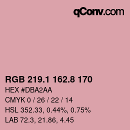 Color code: RGB 219.1 162.8 170 | qconv.com