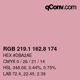 カラーコード: RGB 219.1 162.8 174 | qconv.com