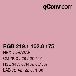 カラーコード: RGB 219.1 162.8 175 | qconv.com