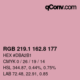 カラーコード: RGB 219.1 162.8 177 | qconv.com