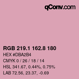 カラーコード: RGB 219.1 162.8 180 | qconv.com