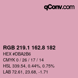 カラーコード: RGB 219.1 162.8 182 | qconv.com