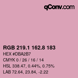 カラーコード: RGB 219.1 162.8 183 | qconv.com