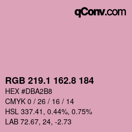カラーコード: RGB 219.1 162.8 184 | qconv.com