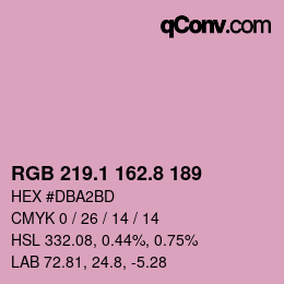 カラーコード: RGB 219.1 162.8 189 | qconv.com