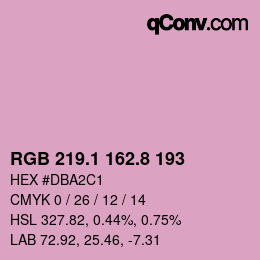 カラーコード: RGB 219.1 162.8 193 | qconv.com