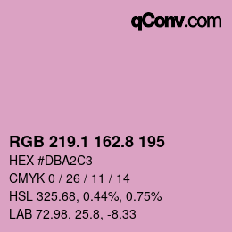 カラーコード: RGB 219.1 162.8 195 | qconv.com