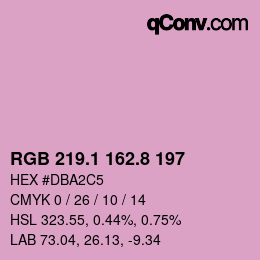 カラーコード: RGB 219.1 162.8 197 | qconv.com