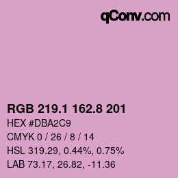 カラーコード: RGB 219.1 162.8 201 | qconv.com