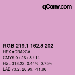 カラーコード: RGB 219.1 162.8 202 | qconv.com