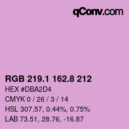 カラーコード: RGB 219.1 162.8 212 | qconv.com