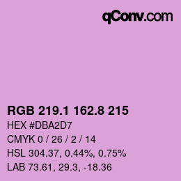 カラーコード: RGB 219.1 162.8 215 | qconv.com