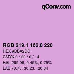 カラーコード: RGB 219.1 162.8 220 | qconv.com