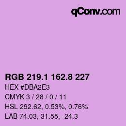 カラーコード: RGB 219.1 162.8 227 | qconv.com
