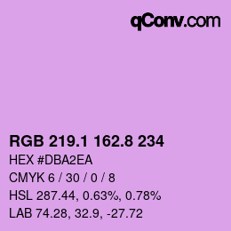 カラーコード: RGB 219.1 162.8 234 | qconv.com