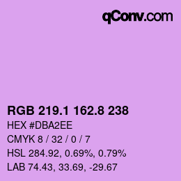 カラーコード: RGB 219.1 162.8 238 | qconv.com