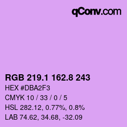 カラーコード: RGB 219.1 162.8 243 | qconv.com