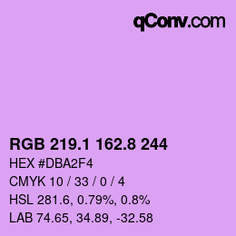 カラーコード: RGB 219.1 162.8 244 | qconv.com