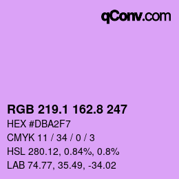 カラーコード: RGB 219.1 162.8 247 | qconv.com