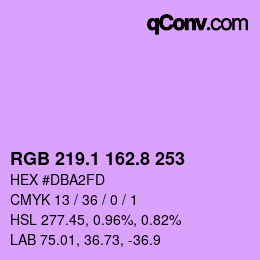 カラーコード: RGB 219.1 162.8 253 | qconv.com