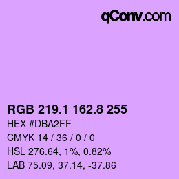 カラーコード: RGB 219.1 162.8 255 | qconv.com
